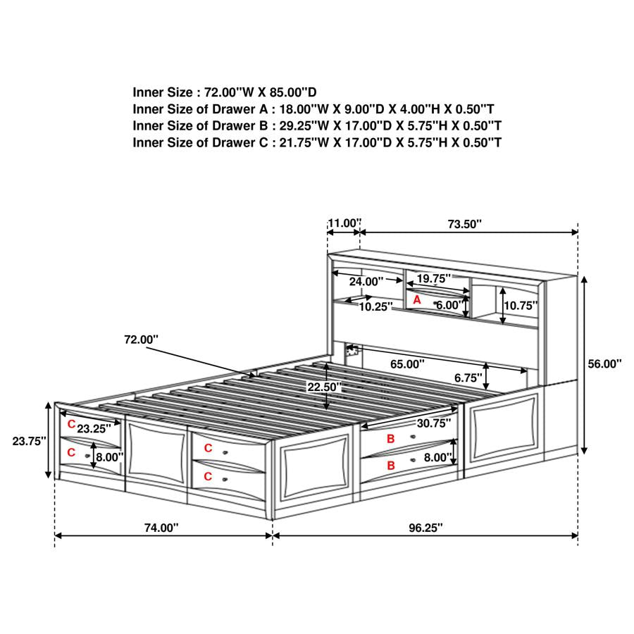 Phoenix Brown California King Bed 4 Pc Set