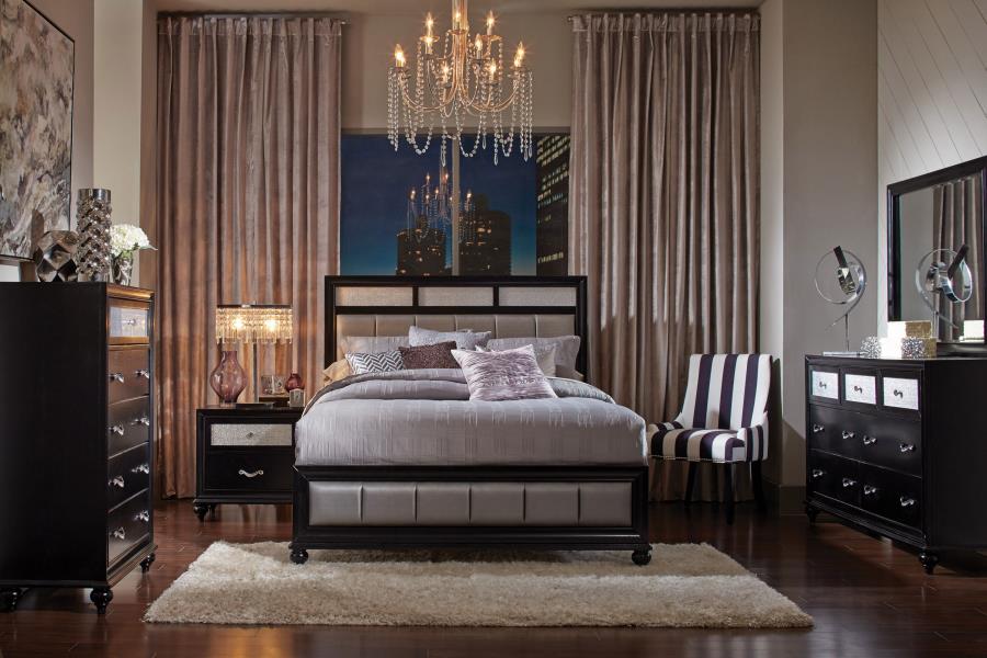 Barzini Black Eastern King Bed 4 Pc Set