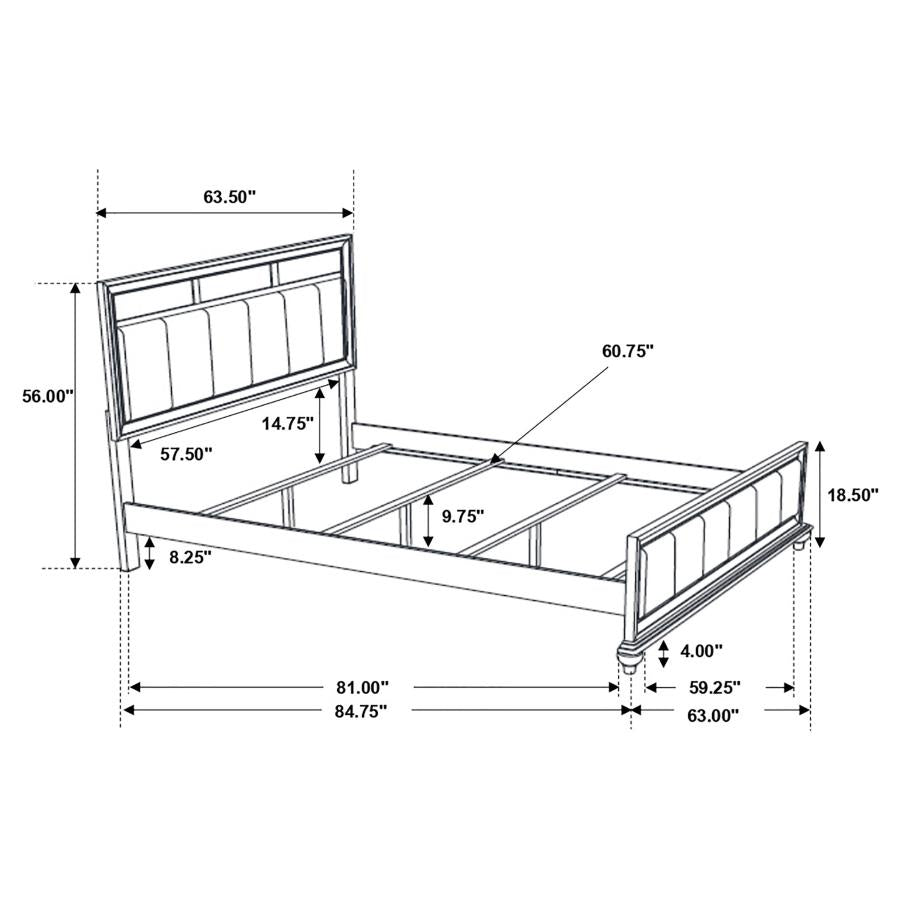 Barzini Black Queen Bed 5 Pc Set