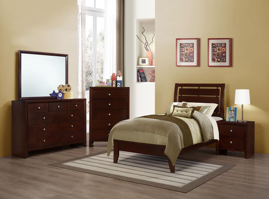 Serenity Brown Twin Bed 4 Pc Set