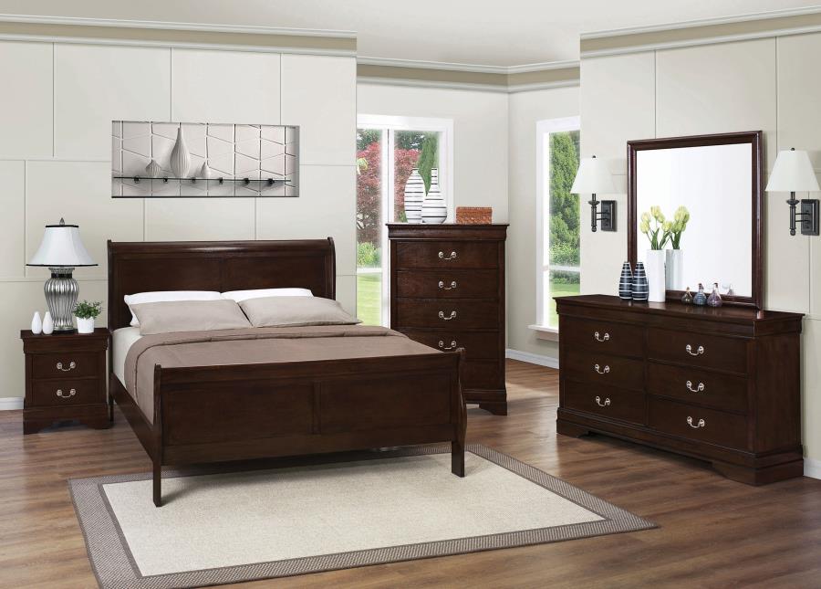Louis Philippe Brown Full Bed 5 Pc Set