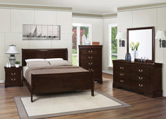 Louis Philippe Brown Full Bed 5 Pc Set