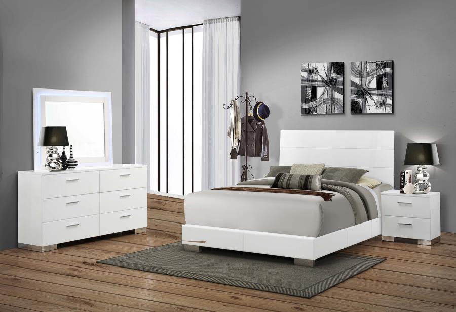 Felicity White Eastern King Bed 4 Pc Set