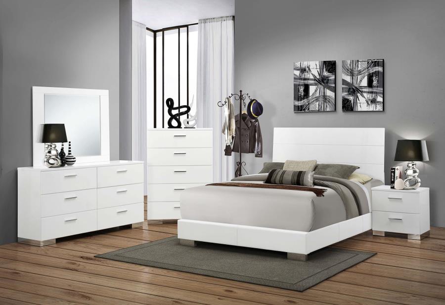 Felicity White Queen Bed 6 Pc Set
