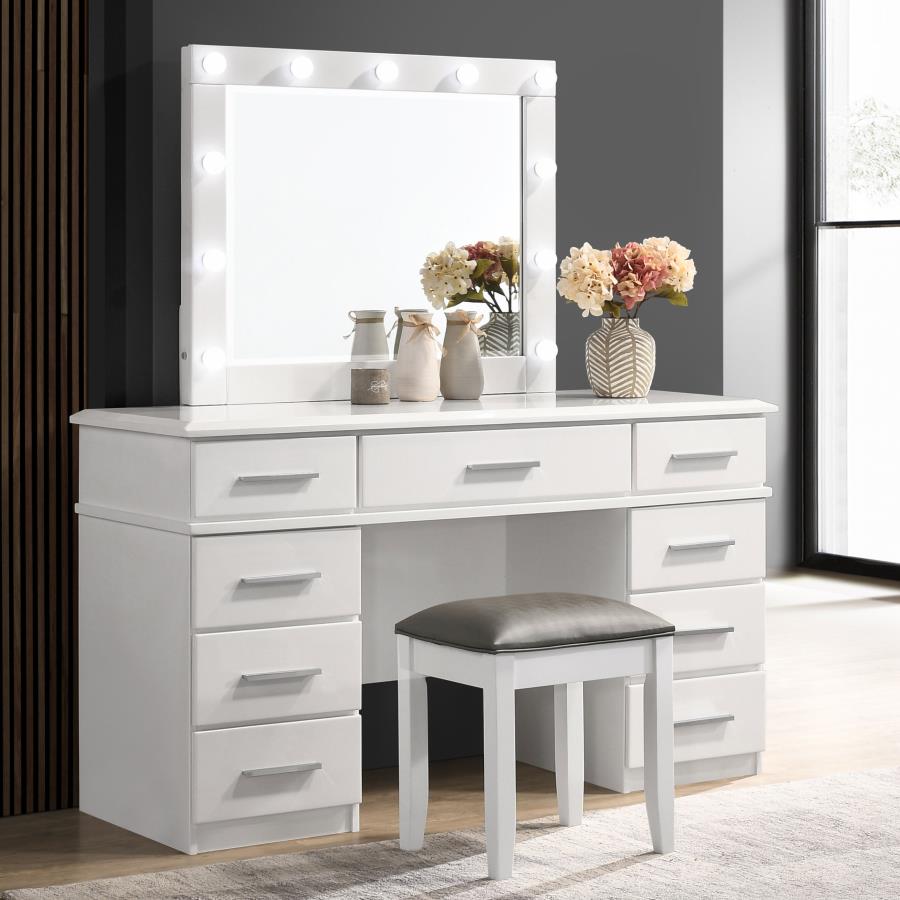 Felicity White Vanity Table & Mirror