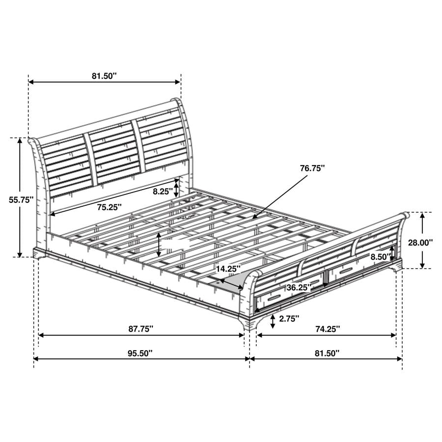 Elk Grove Brown Eastern King Bed 4 Pc Set