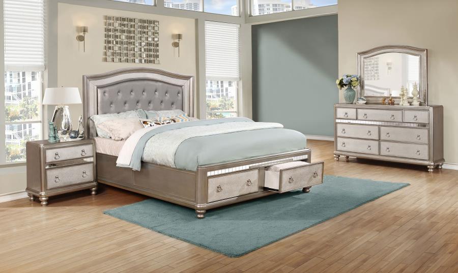 Bling Game Silver Eastern King Bed 4 Pc Set