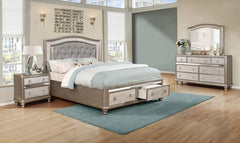 Bling Game Silver Eastern King Bed 4 Pc Set