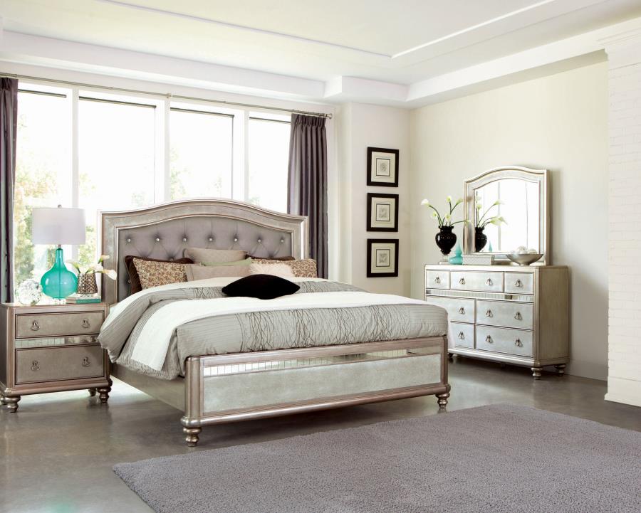 Bling Game Silver Eastern King Bed 4 Pc Set