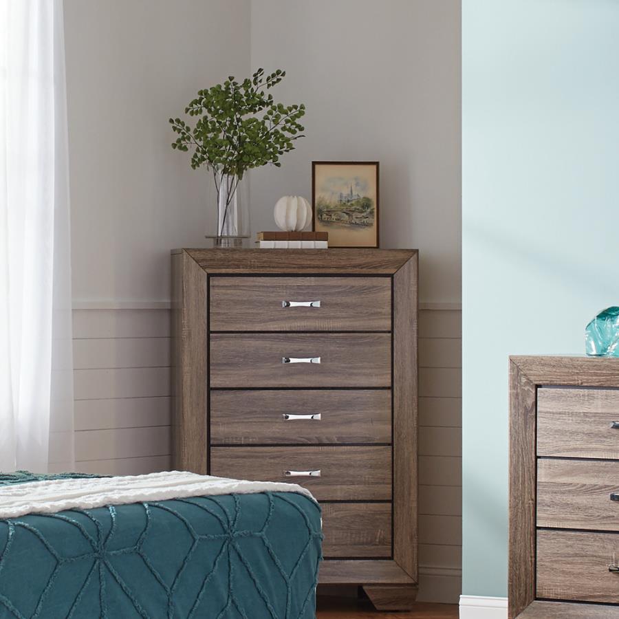 Kauffman Brown Queen Bed 5 Pc Set