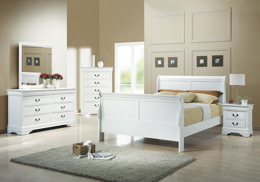 Louis Philippe White Queen Bed 4 Pc Set