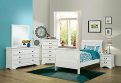 Louis Philippe White Twin Bed 4 Pc Set