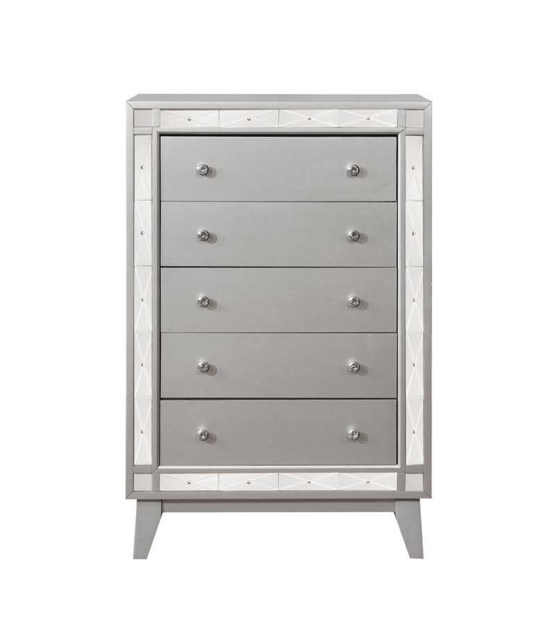 Leighton Silver Queen Bed 5 Pc Set