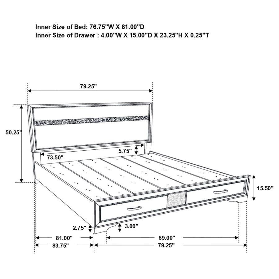 Miranda White Eastern King Bed 4 Pc Set