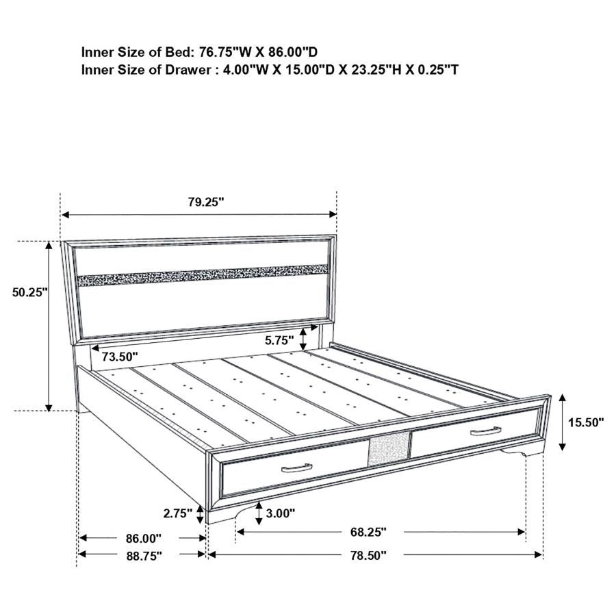 Miranda White California King Bed 5 Pc Set