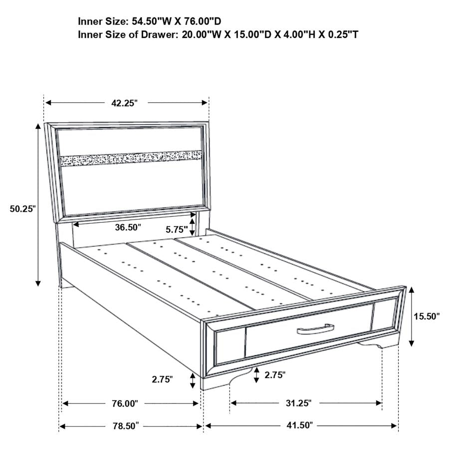 Miranda White Twin Storage Bed