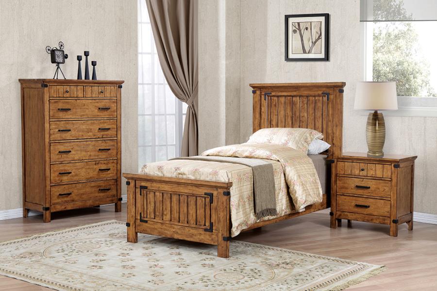 Brenner Brown Twin Bed 5 Pc Set