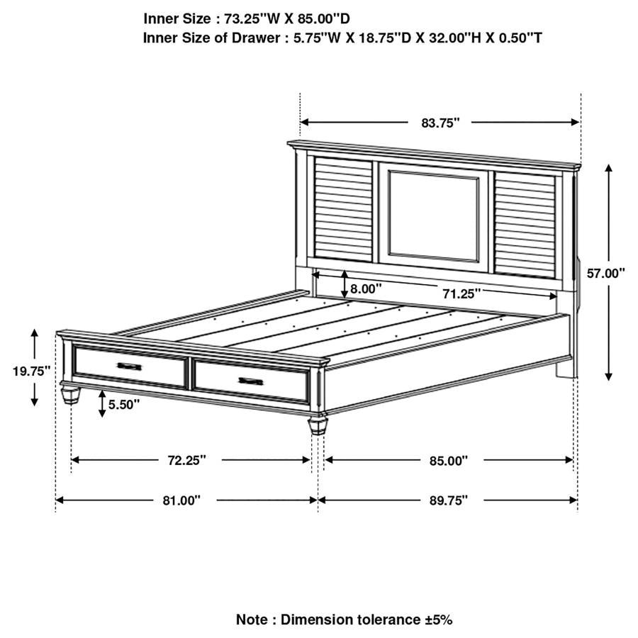 Franco Ivory California King Storage Bed