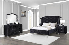 Deanna Black Eastern King Bed 4 Pc Set