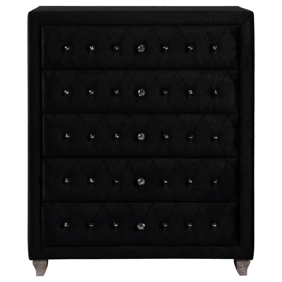 Deanna Black Eastern King Bed 5 Pc Set
