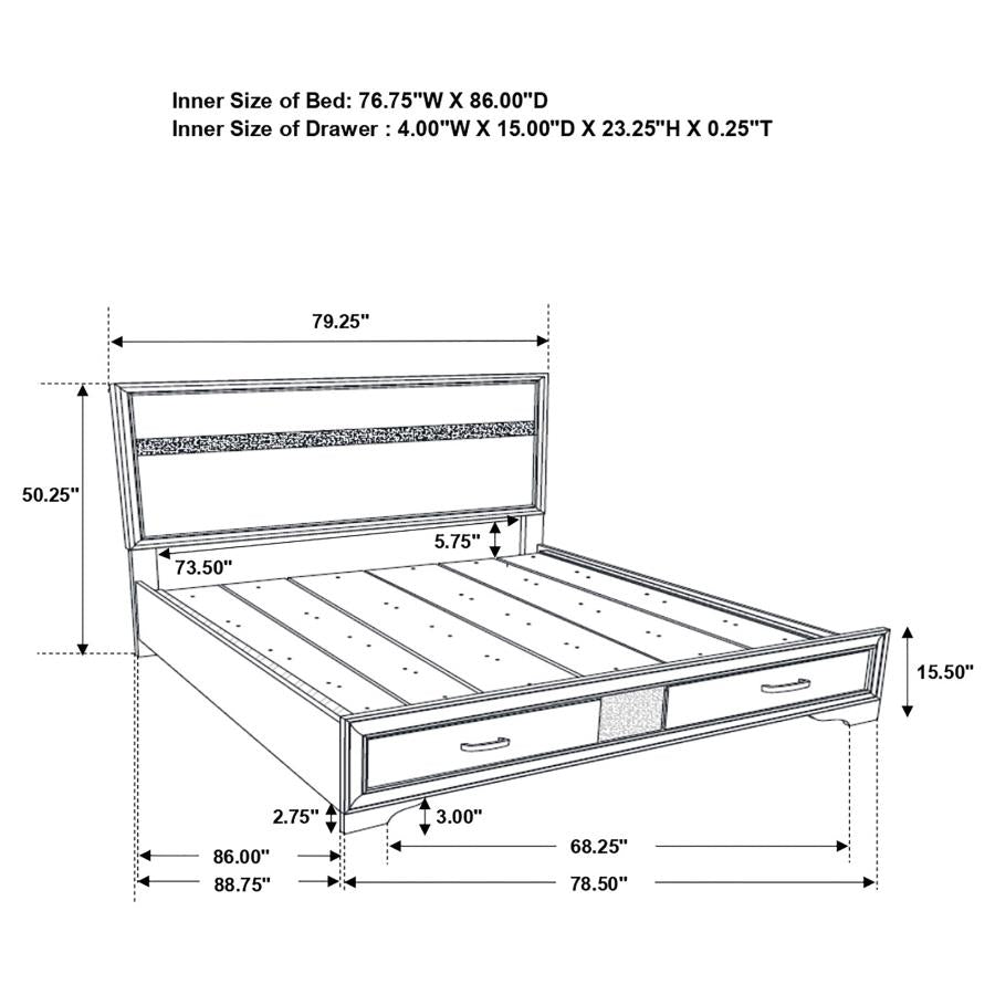 Miranda Black California King Storage Bed