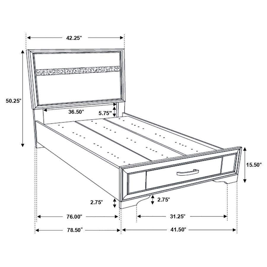 Miranda Black Twin Bed 3 Pc Set