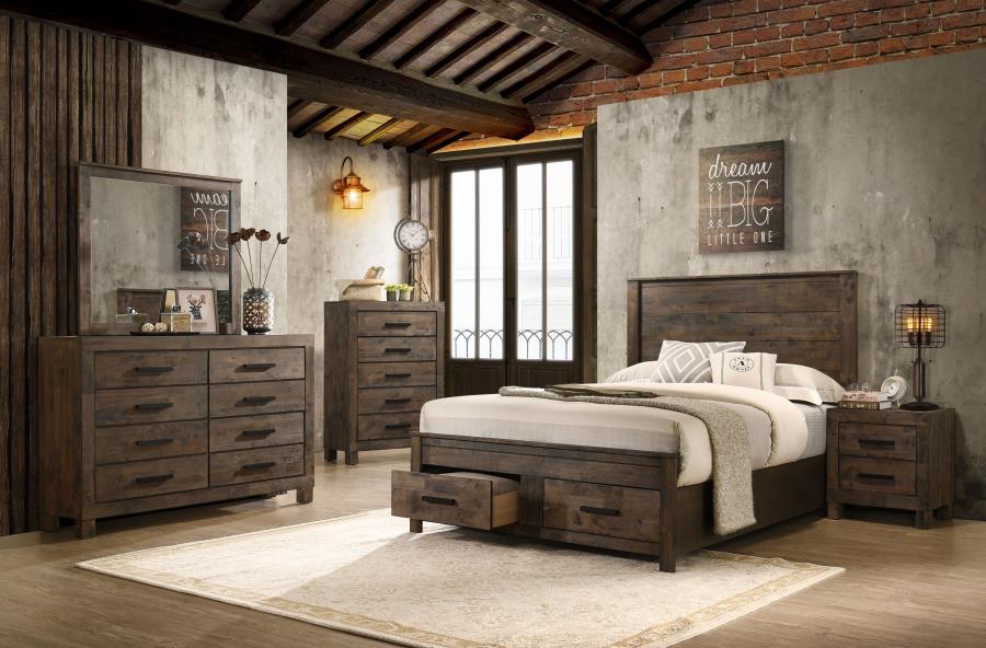 Woodmont Brown California King Storage Bed