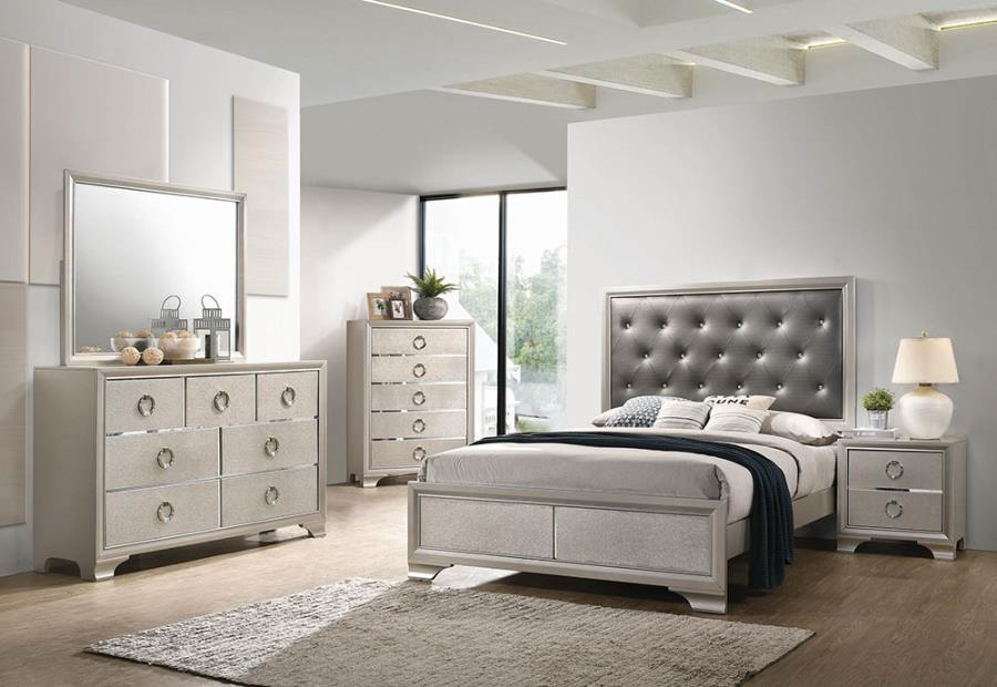 Salford Silver Queen Bed 5 Pc Set