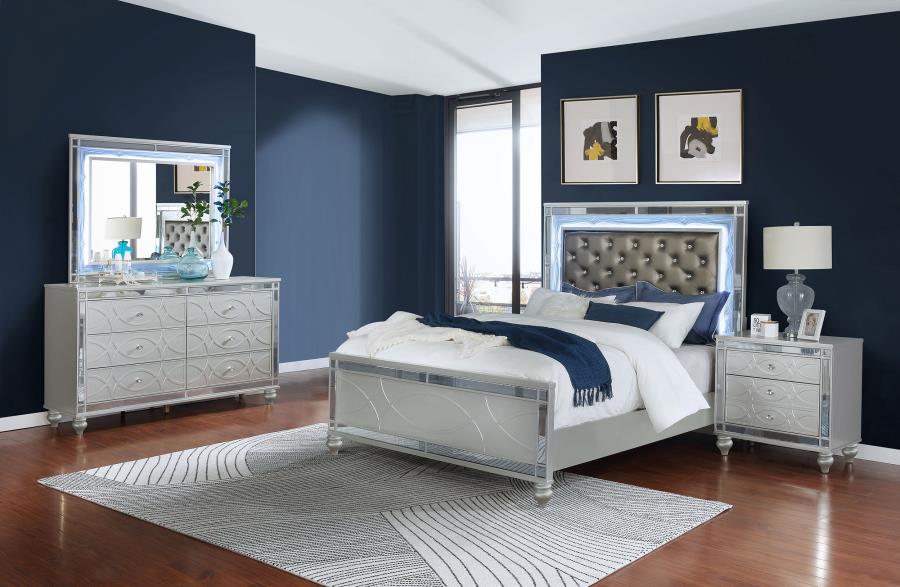 Gunnison Silver California King Bed 4 Pc Set