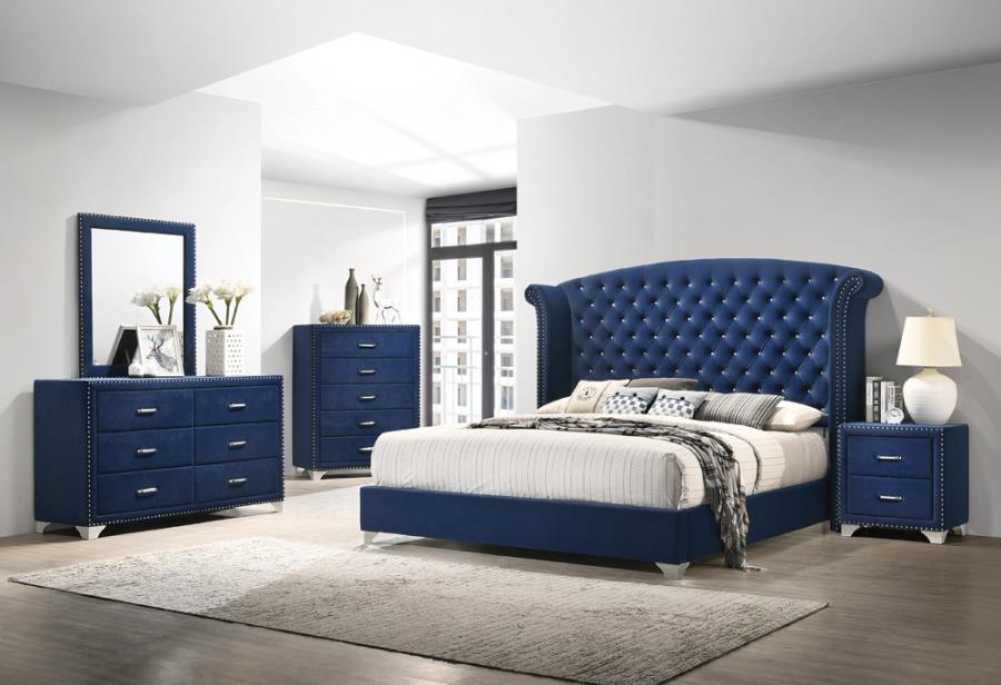 Melody Blue Eastern King Bed 5 Pc Set