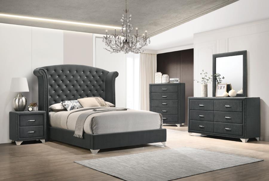 Melody Grey Queen Bed 4 Pc Set