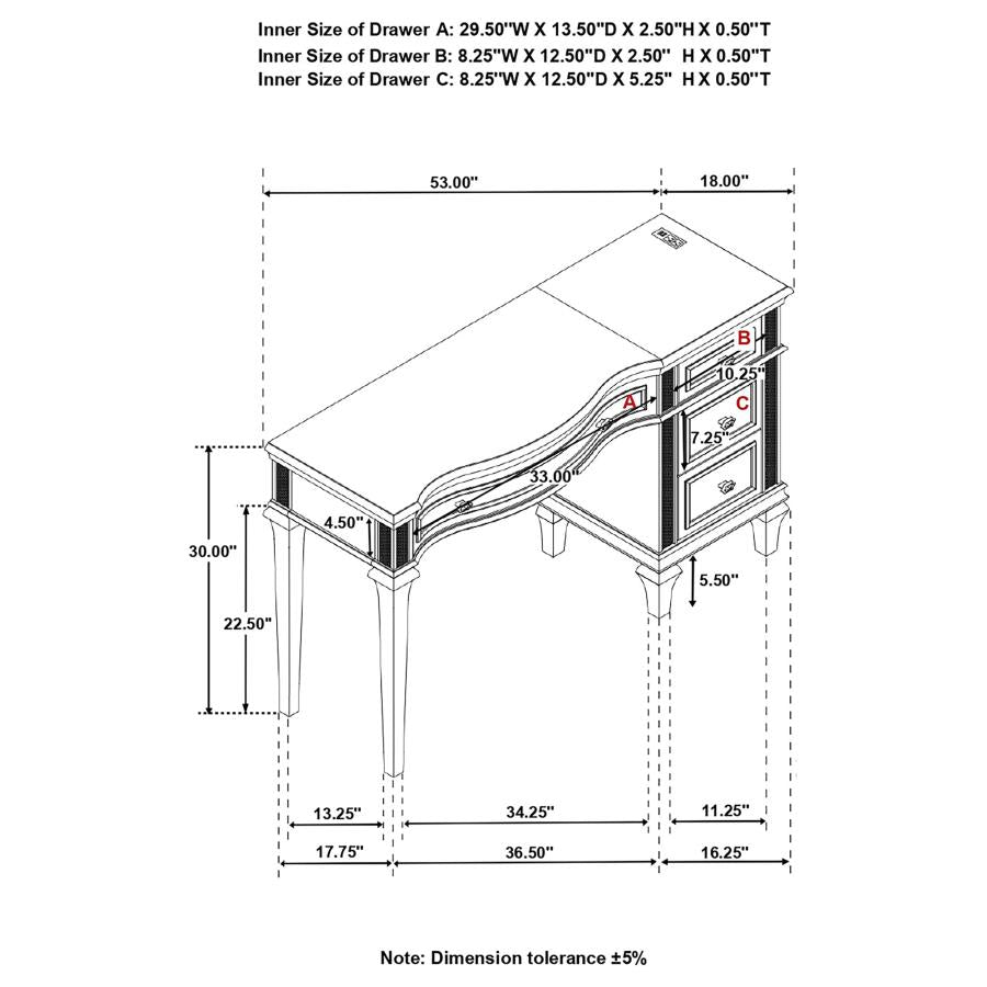 Evangeline Silver Vanity Table