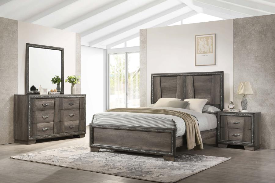 Janine Grey Eastern King Bed 4 Pc Set
