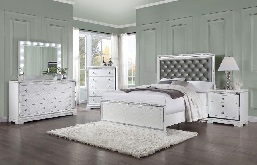 Eleanor White Eastern King Bed 5 Pc Set