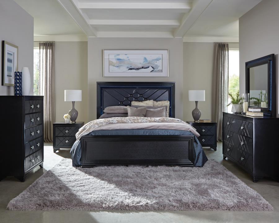 Penelope Black Queen Bed 4 Pc Set