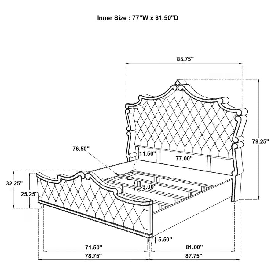Antonella Grey Eastern King Bed 4 Pc Set