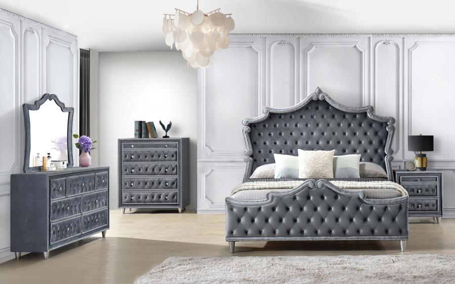 Antonella Grey Eastern King Bed 5 Pc Set