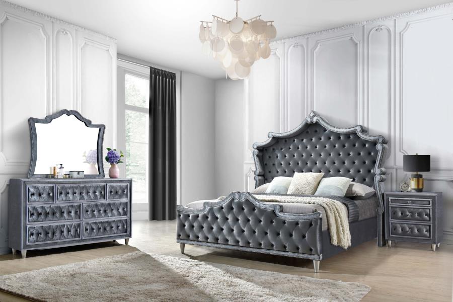 Antonella Grey California King Bed 4 Pc Set