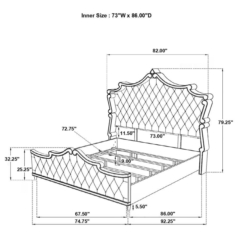 Antonella Grey California King Bed 4 Pc Set