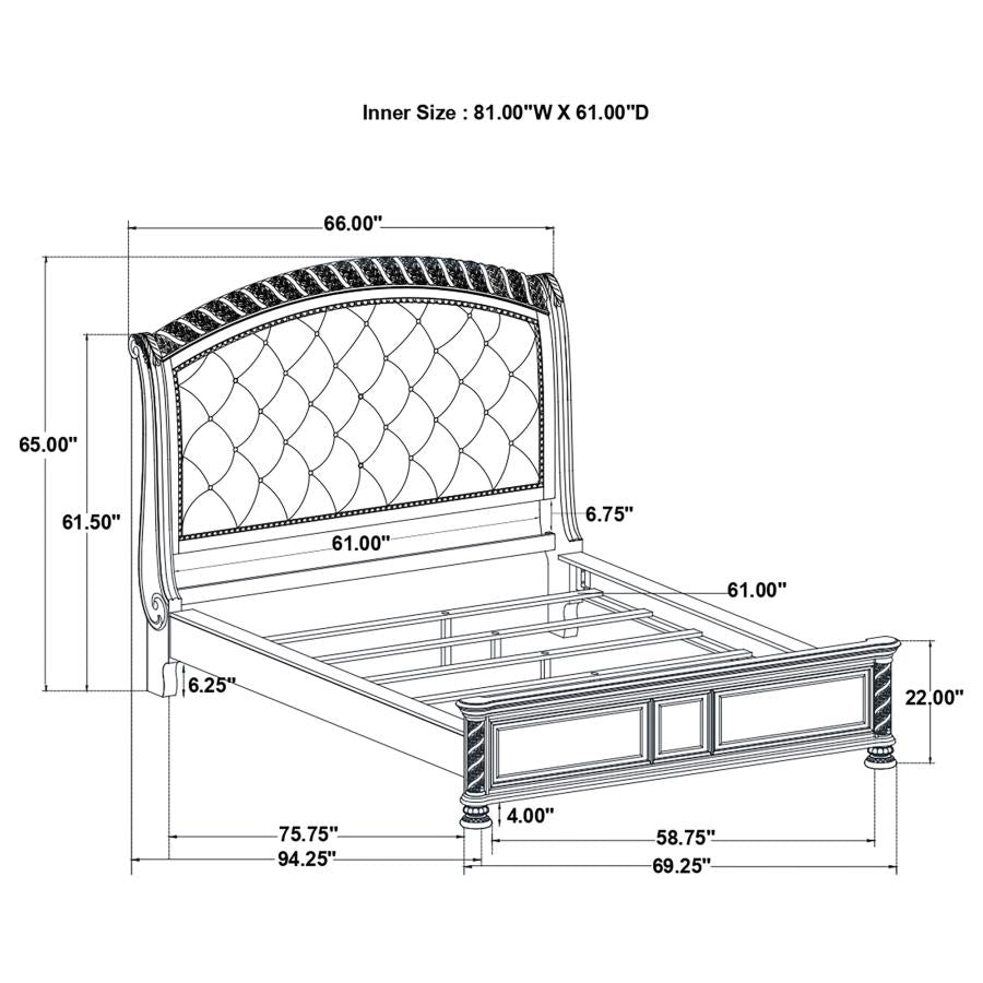 Emmett Brown Queen Bed 4 Pc Set