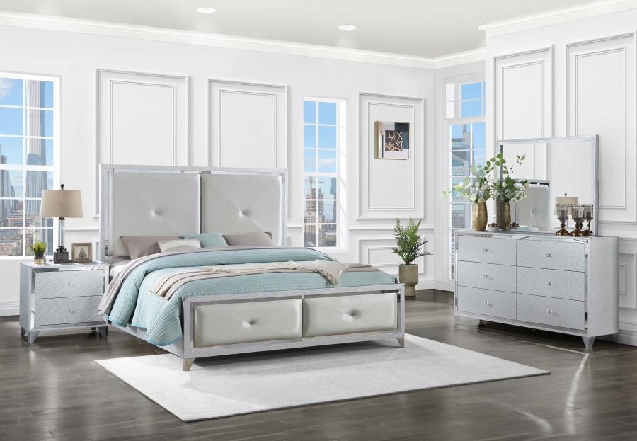 Larue Silver Queen Bed 4 Pc Set