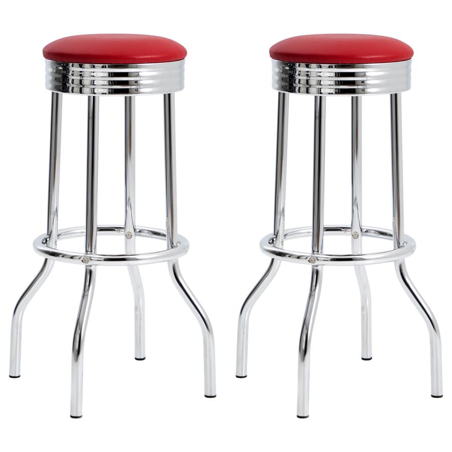 Theodore Red Swivel Bar Stool