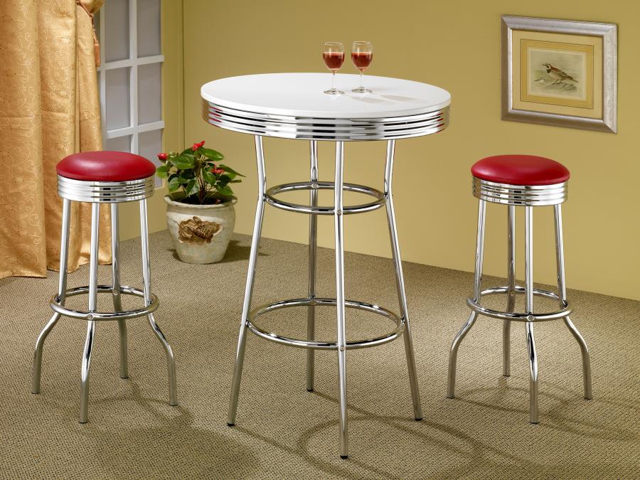 Theodore Red Swivel Bar Stool