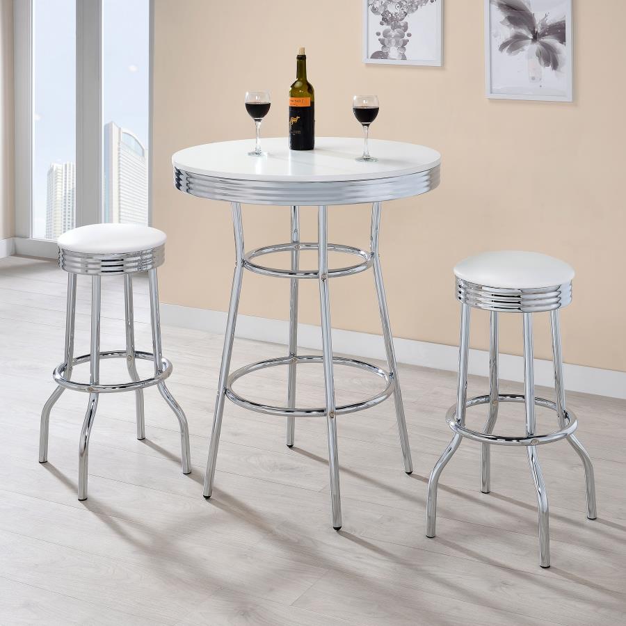 Theodore White Swivel Bar Stool