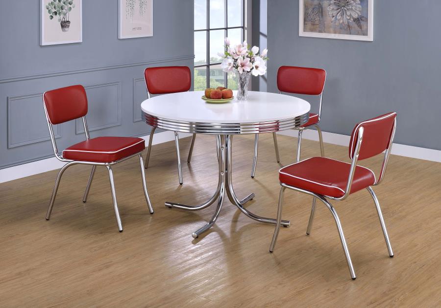 Retro Red 5 Pc Dining Set