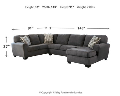 Ambee 3-Piece Sectional with Ottoman - PKG010935