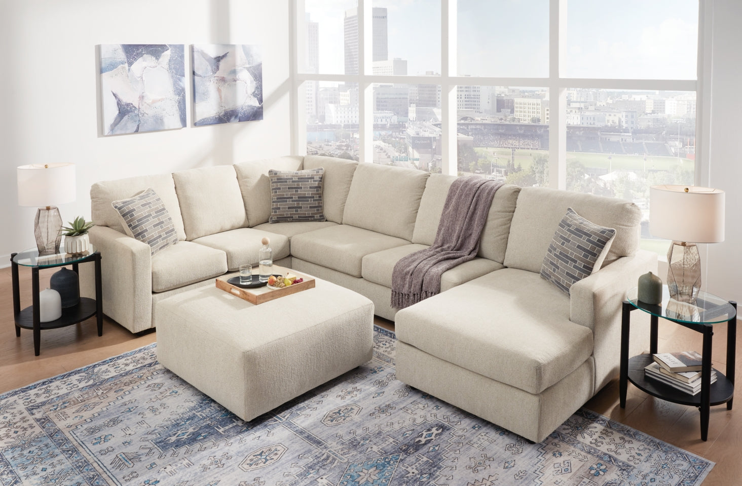 Edenfield 3-Piece Sectional with Ottoman - PKG014853