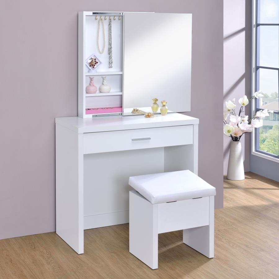 Harvey White Vanity Table & Mirror