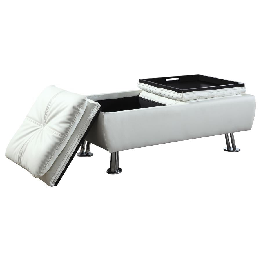 Dilleston White Storage Ottoman