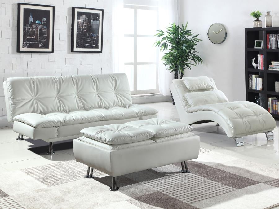 Dilleston White Storage Ottoman